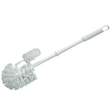 [210000] Brosse wc blanche avec nettoie-rebord